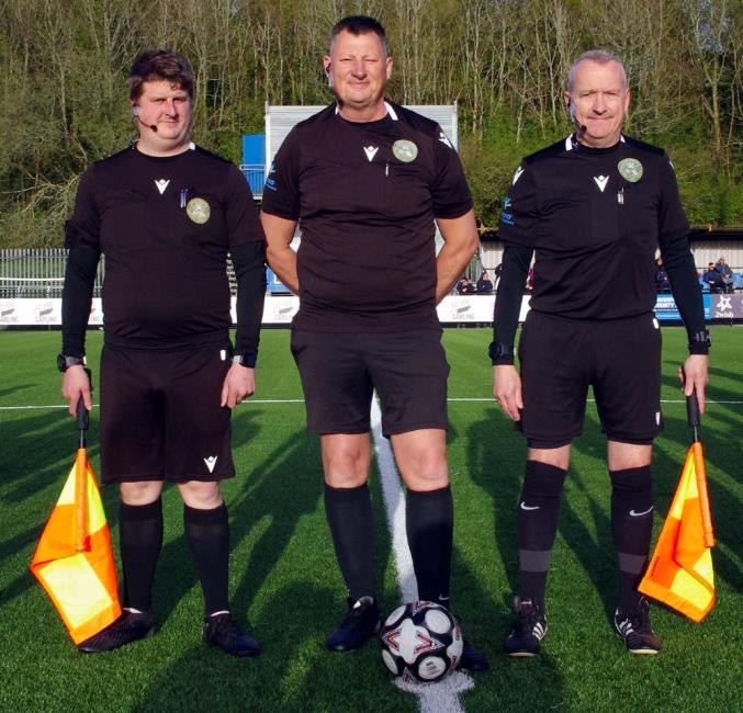 Match officials - Daniel James, Mark Hicks and Angus Scourfield